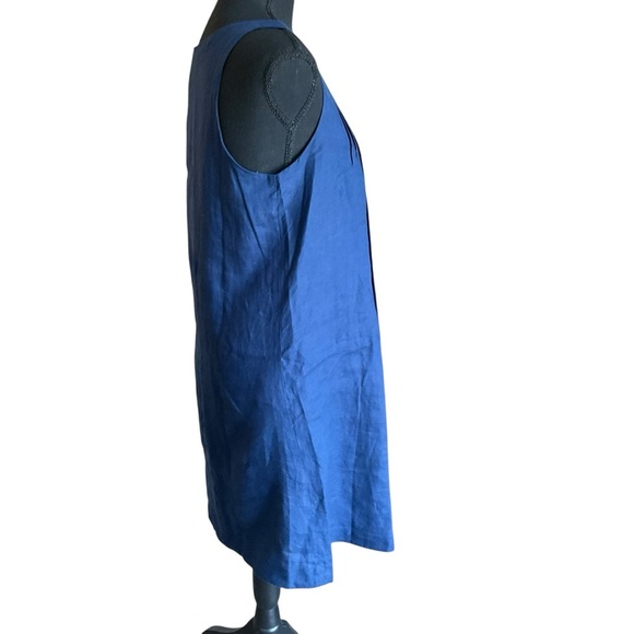 Vineyard Vines Navy Pleated Linen Sleeveless Top Size 6 - Picture 6 of 10